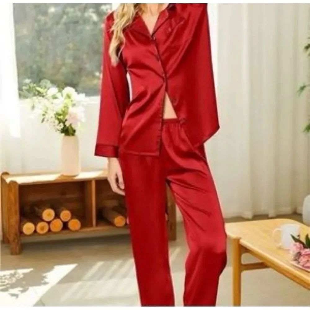 ✨Victoria's Secret Y2K Satin Pajama Red Sz Large Set✨
